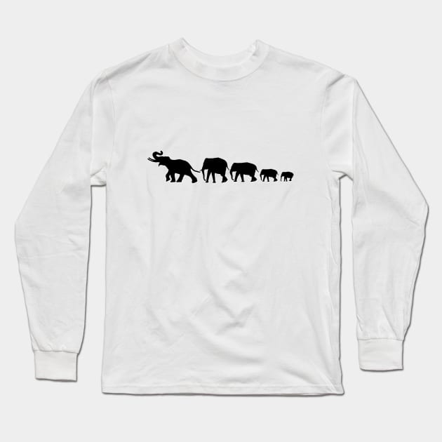 March of the Giants: Elephant Silhouettes on Parade Long Sleeve T-Shirt by HUH? Designs